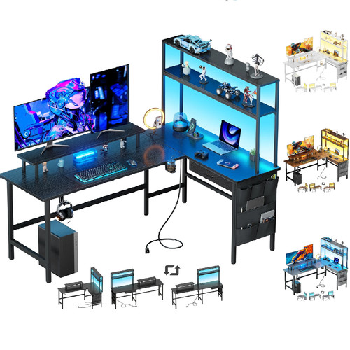 Shaped gaming desk with - shaped, led