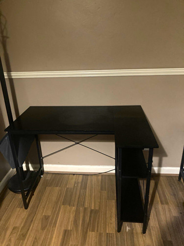 Black shaped corner desk - l-shaped,