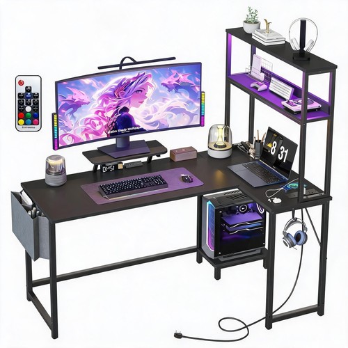 Shaped gaming desk led - l,