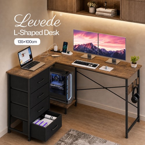 Levede shaped office desk - l-shaped,
