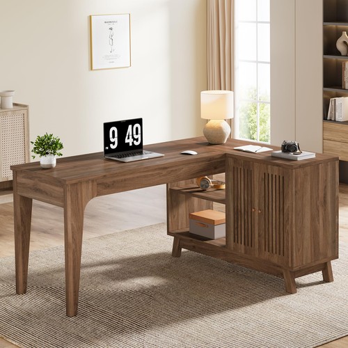 Shaped desk with storage - shaped,