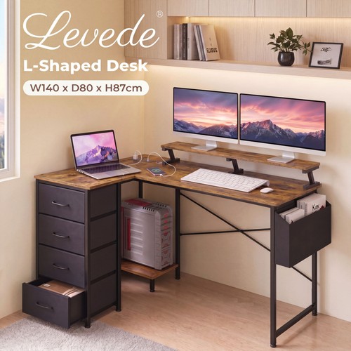 Levede shaped desk with - desk,