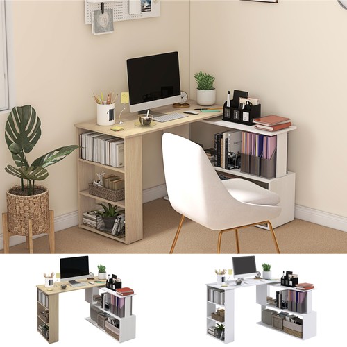 Shaped desk with shelf - desk,