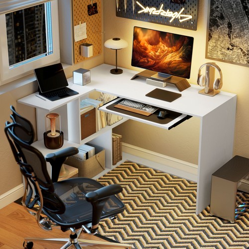 Homcom shaped corner desk - l-shaped,