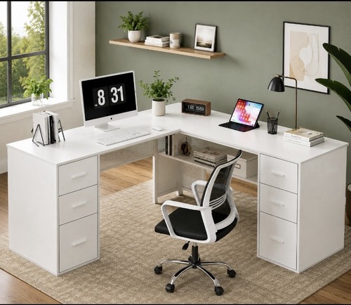 White reversible shaped - white, l-shaped