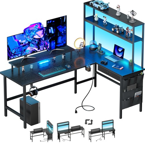 Shaped gaming desk - shaped, with