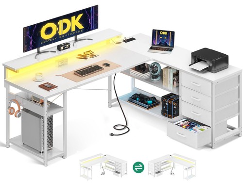 Shaped corner desk with - l,