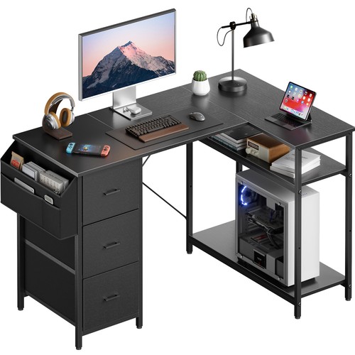 Shaped computer desk with - computer,
