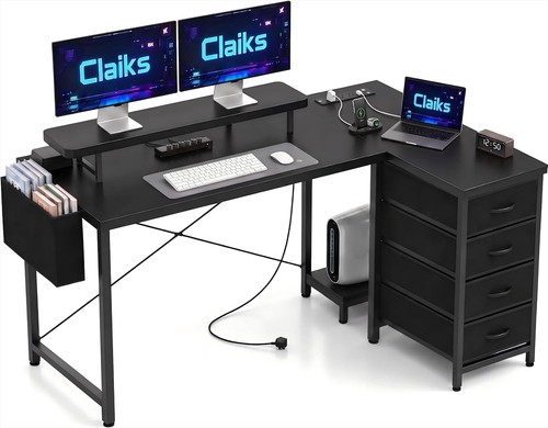 Shaped computer desk with 3 - l,
