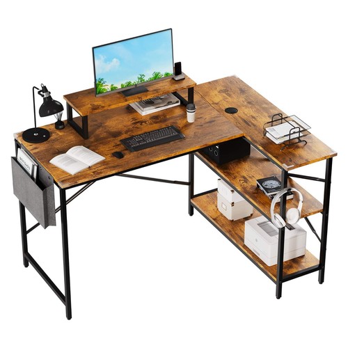 Shaped corner desk bookshelf - l,