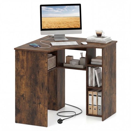 Corner desk with - desk, charging