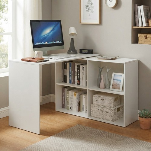 Stylish white shaped corner - l-shaped,
